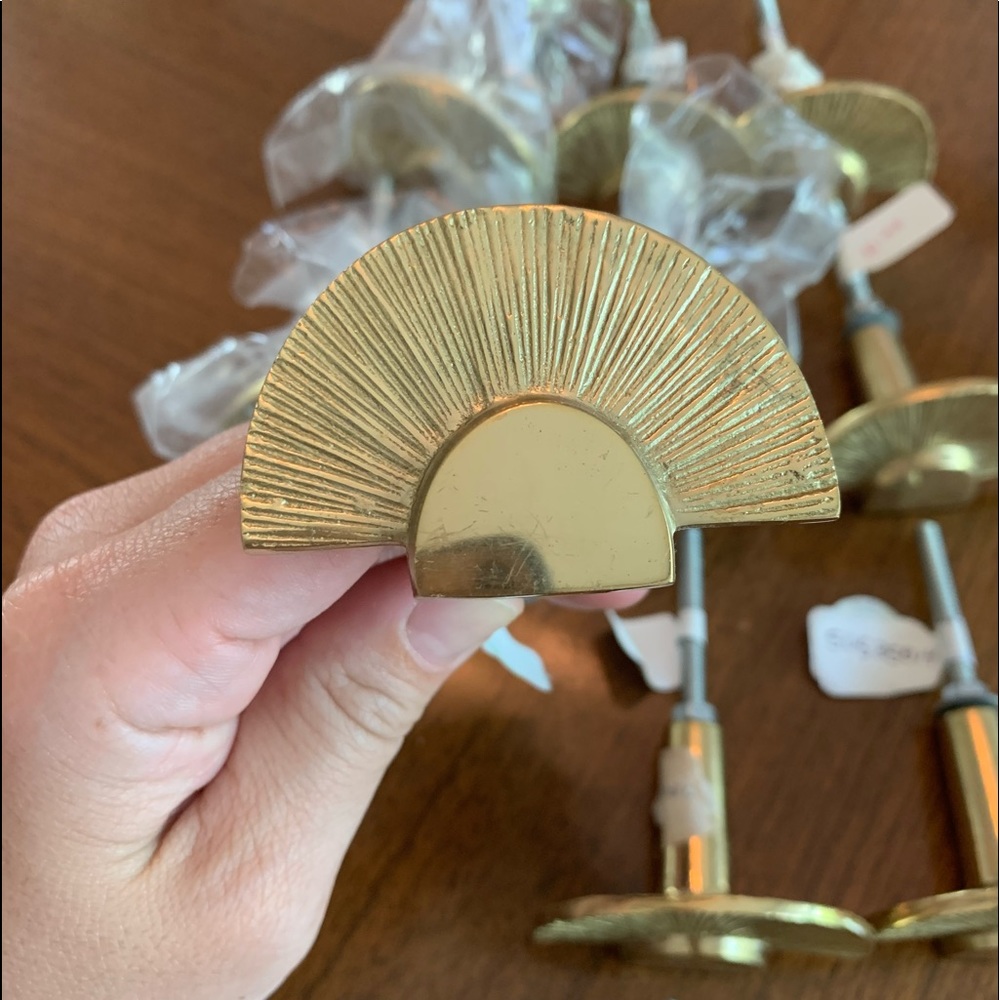 Brass drawer pulls half fan/sun shape